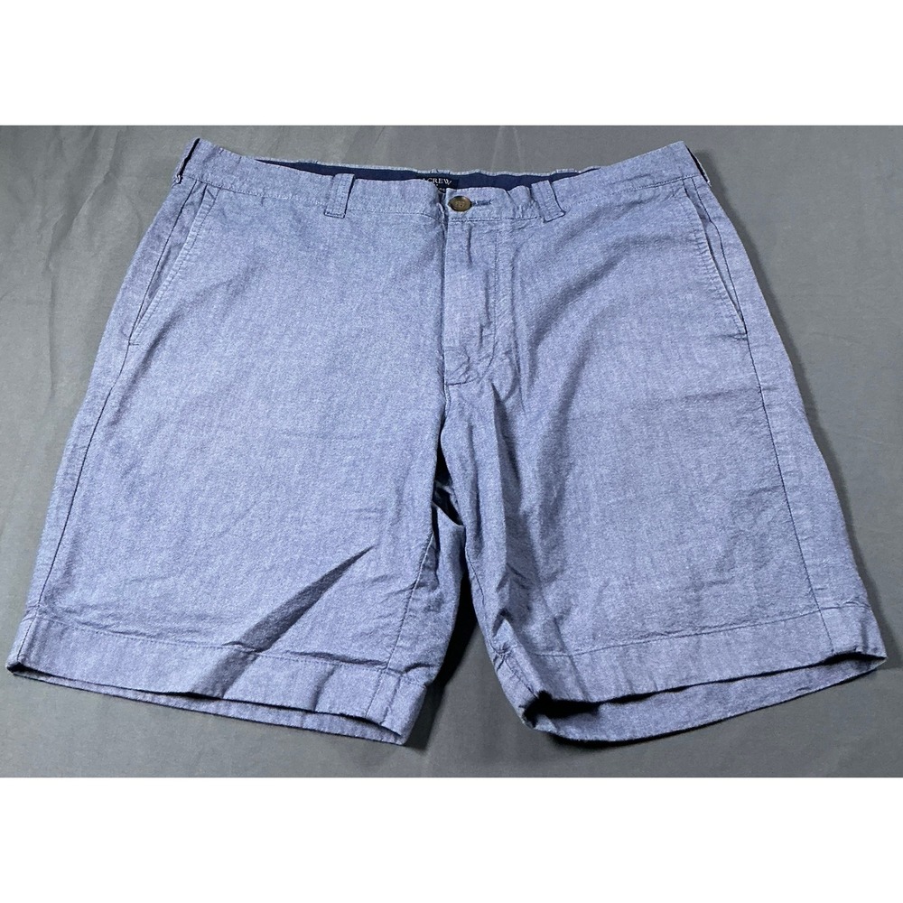 J.Crew Gramercy Shorts Mens 36 Blue Chambray Flat Front Casual Summer Cotton
